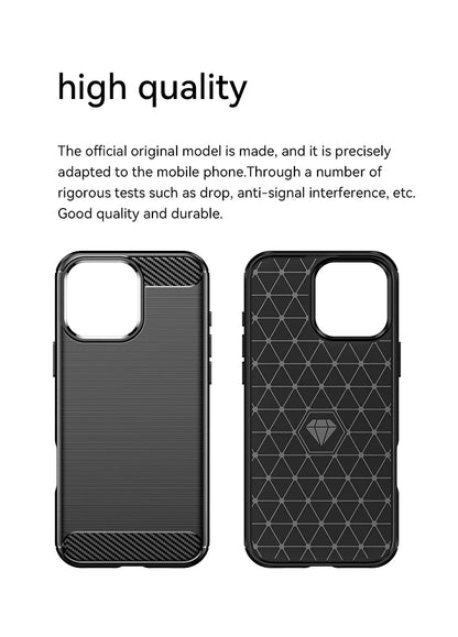 For iPhone 16 Pro Max Case Silicone Carbon Fiber Protector Case For iPhone 16 Pro Max Cover Shockproof Rubber TPU Cover Case