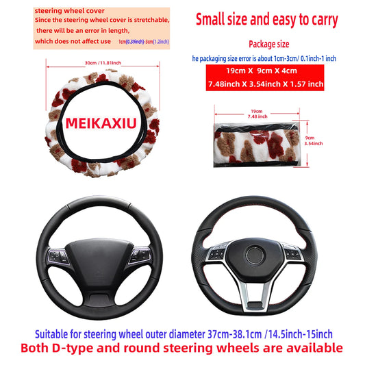 Winter Warm Plush Flower Car Steering Wheel Cover 37CM 38CM