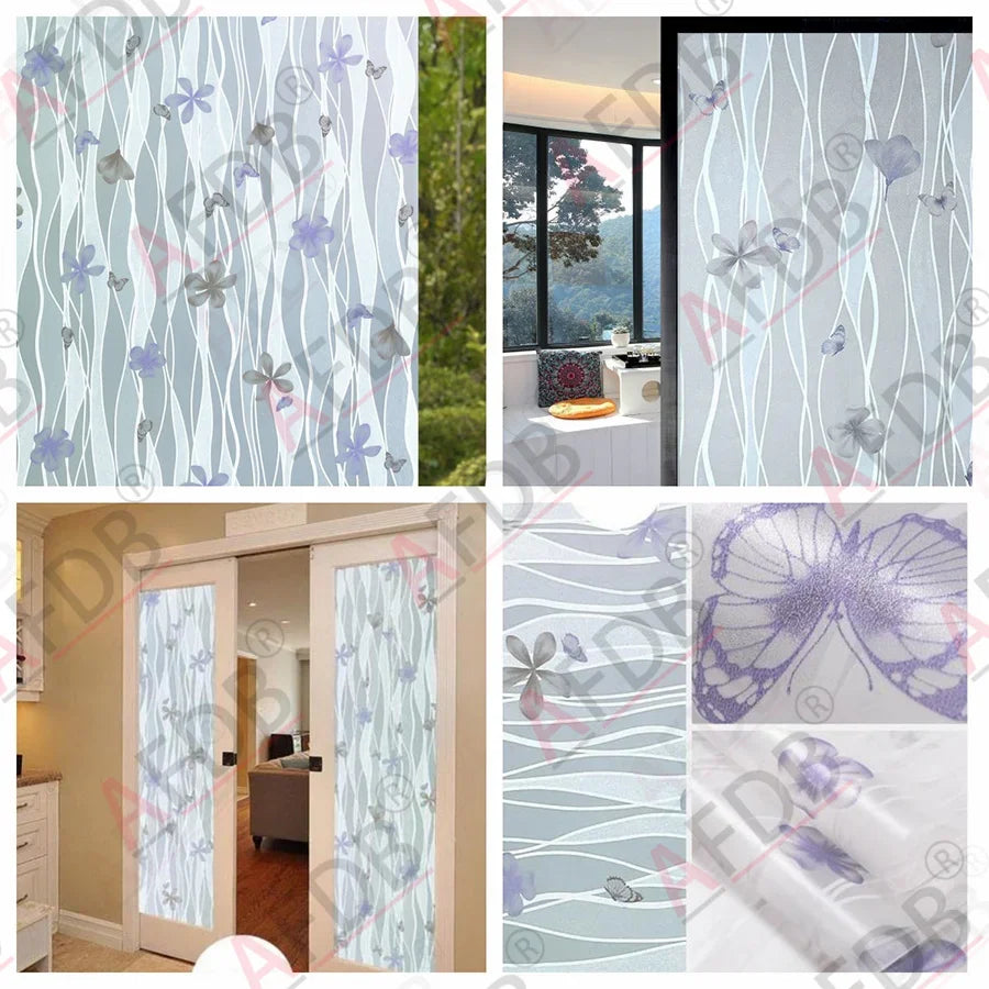 Frosted Window Film Privacy Opaque Window Stickers Self Adhesive Glass Vinyl Film for Kitchen Bathroom Office Matte Glass Stain