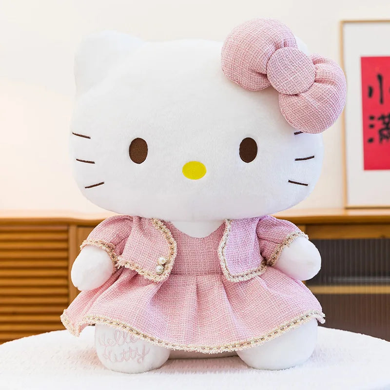 Sanrio Kawaii Hello Kitty Stuffed Doll Cute Princess Style KT Cat Plush Toy Anime Cartoon Kitten Doll for Kids Birthday Gift