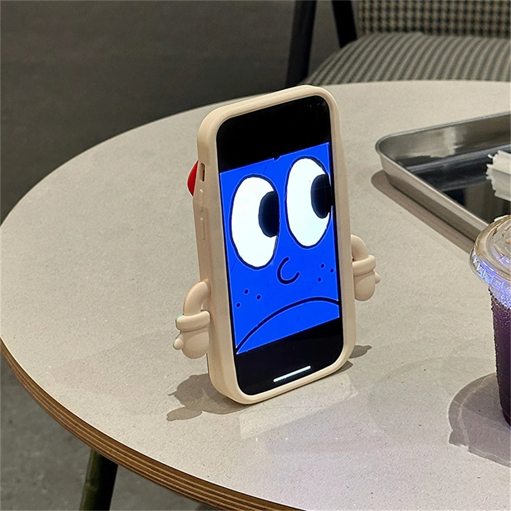 Cute Cartoon Standing Milk Box Red Hat Phone Case For iPhone 15 14 13 Pro Max Korea Lovely INS Lens Protected Soft Cover