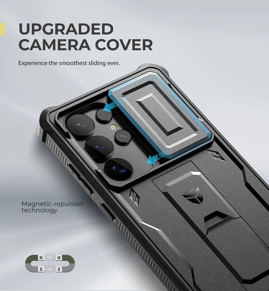 For Samsung Galaxy S25 Ultra 2025 Case Full Body Rugged Case with Camera Cover & Built-in Screen Protector Kickstand Case