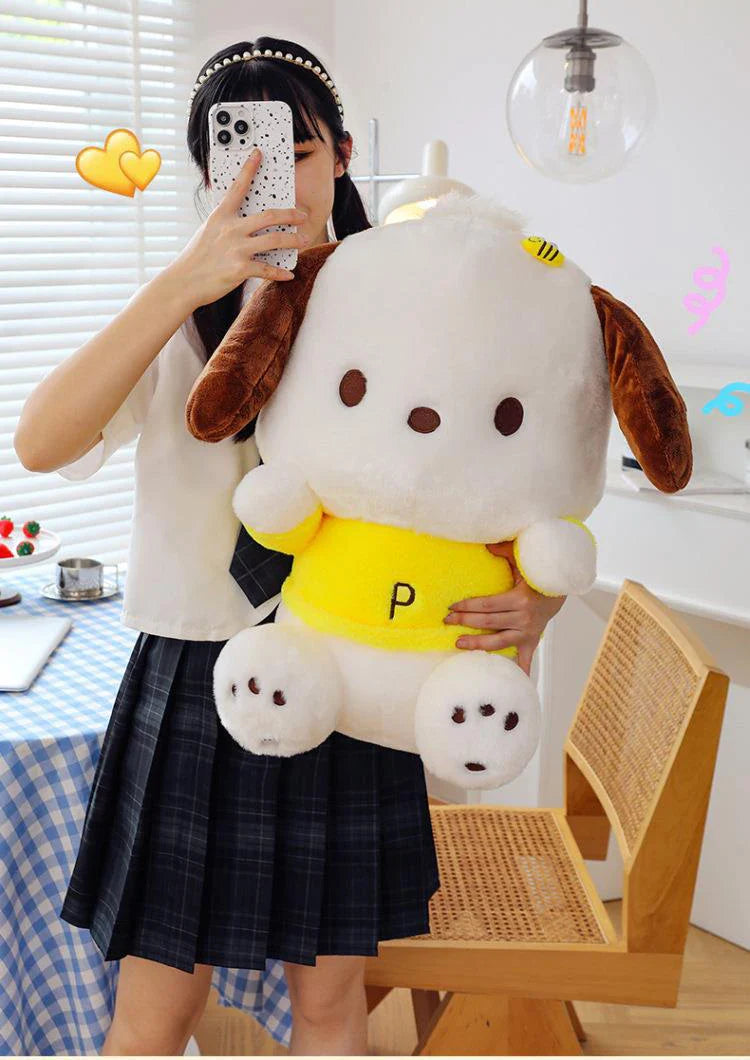 Cartoon Sanrio Pochacco Plush Toy Soft Stuffed Doll Cute Sofa Cushion Bedroom Decoration  Soothing Pillow  Anime Gift