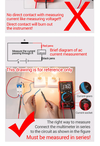 Rechargeable Digital Professional Multimeter Non-contact Voltage Tester AC/DC Voltage Meter LCD Screen Current Tester