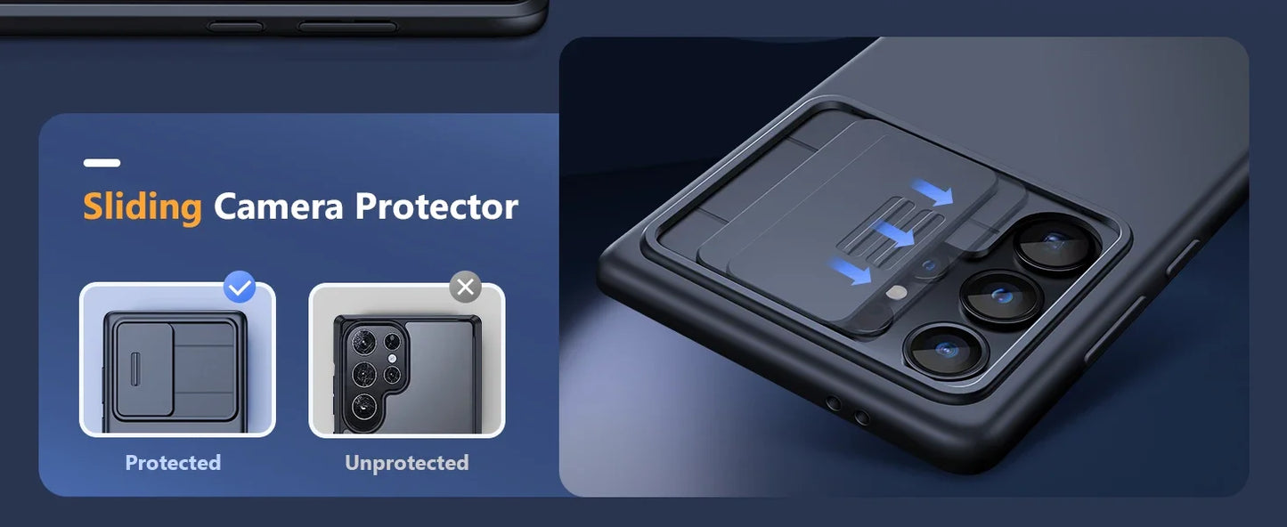 For Samsung Galaxy S24 Ultra Case with Camera Cover Screen Protector Military Drop Protection Shockproof Slim Matte Phone Case