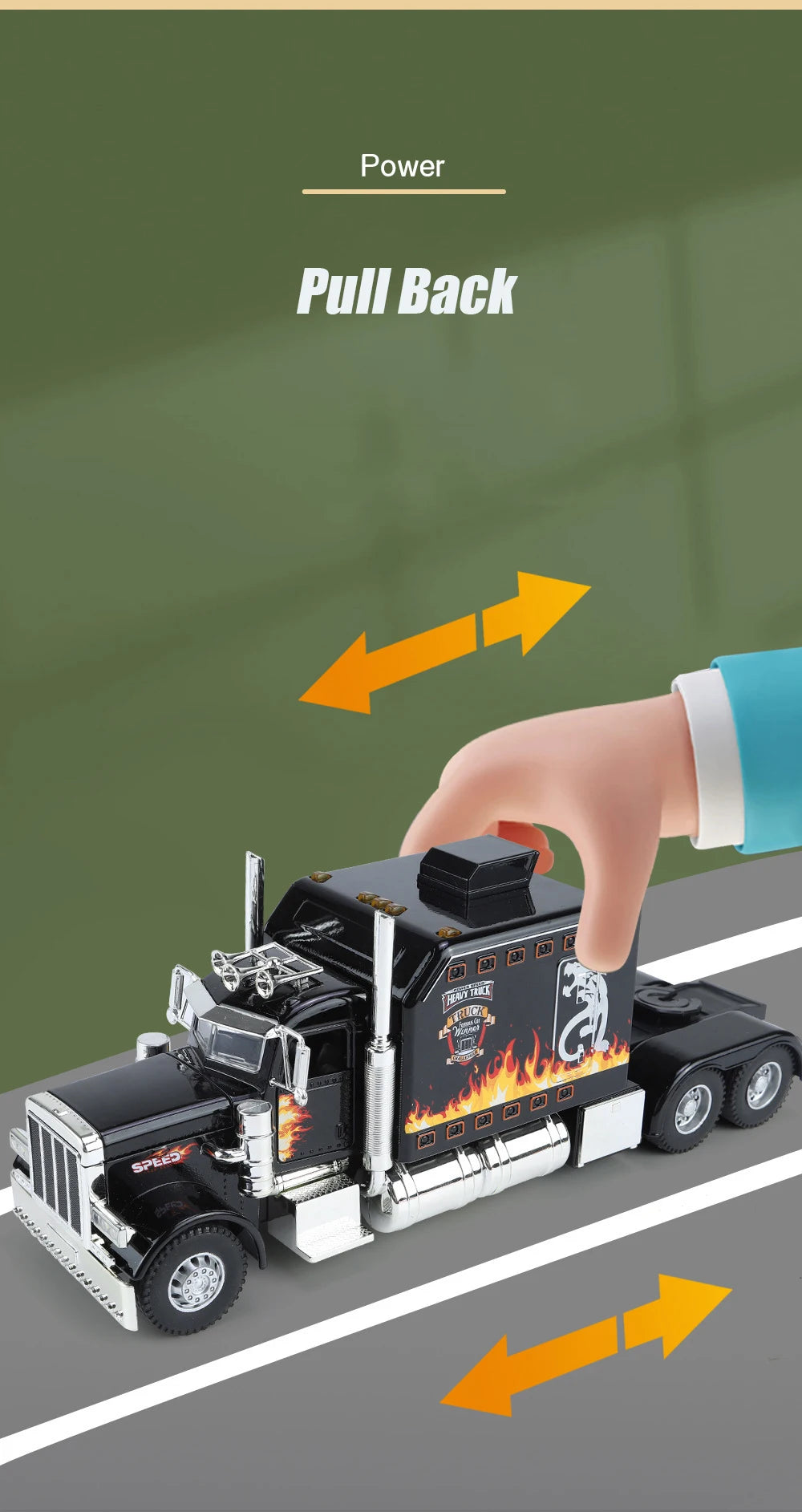 1/24 Scale Peterbilt 389 Heavy Truck Tractor Toy Model Alloy Diecast Sound Light Pull Back Model Truck Boys Toy Gifts Collection