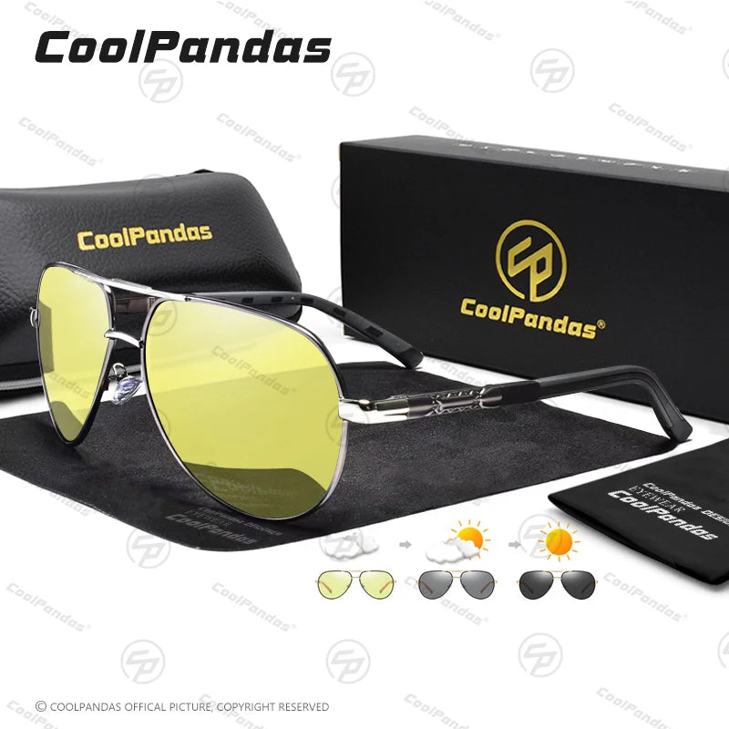 Intelligent Aviation Photochromic Polarized UV400 Day Night Driving Sunglasses for Men Women