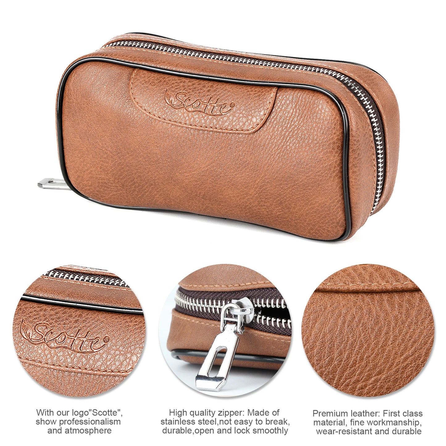 PU Leather Tobacco Pipe Bag for 2 pipes Portable Herb Tobacco Pipe Case Tools Accessories