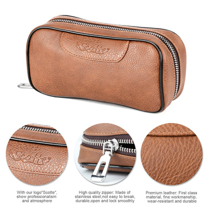 PU Leather Tobacco Pipe Bag for 2 pipes Portable Herb Tobacco Pipe Case Tools Accessories