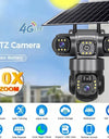 12MP 6K  Outdoor Solar 4G Camera Three Lens Three Screen PIR Motion Detection Cam Waterproof Night Vision Smart Security CCTV