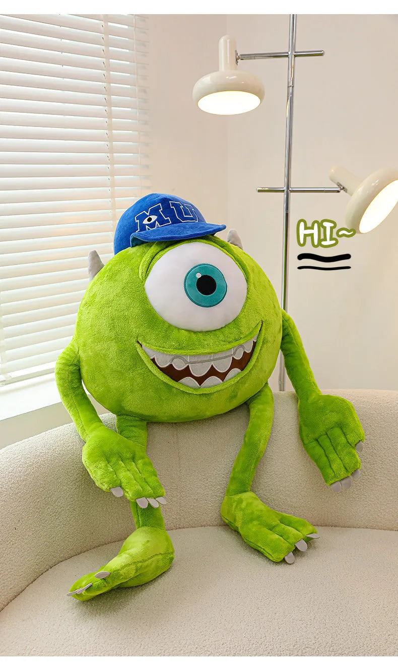 Kawaii Mike Plush Toy Big Eye Monster with Hat Cute Stuffed Doll for Kids Birthday Xmas Gift Soft Pillow Toy for Boys and Girls