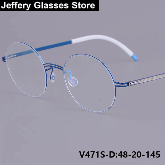 Round Screwless Pure Titanium Eyeglasses Frame
