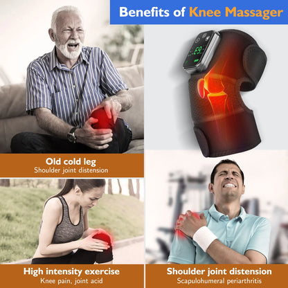 2 Pcs Heated Vibration Knee Massager Knee Shoulder and Elbow 3-in-1Hot Compress Relieve Relax Body Heating Kneepads 2PCS