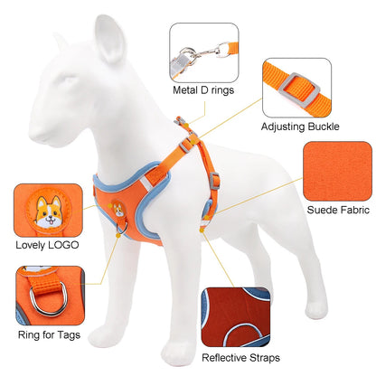 No Pull Pet Dog Harness and Leash Set Adjustable Puppy Cat Harness Vest Reflective Walking Lead Leash