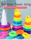Children's Little Yellow Duck Rainbow Tower Stacking Circle Baby Early Childhood Education Puzzle Ring Montessoris Toy Kids