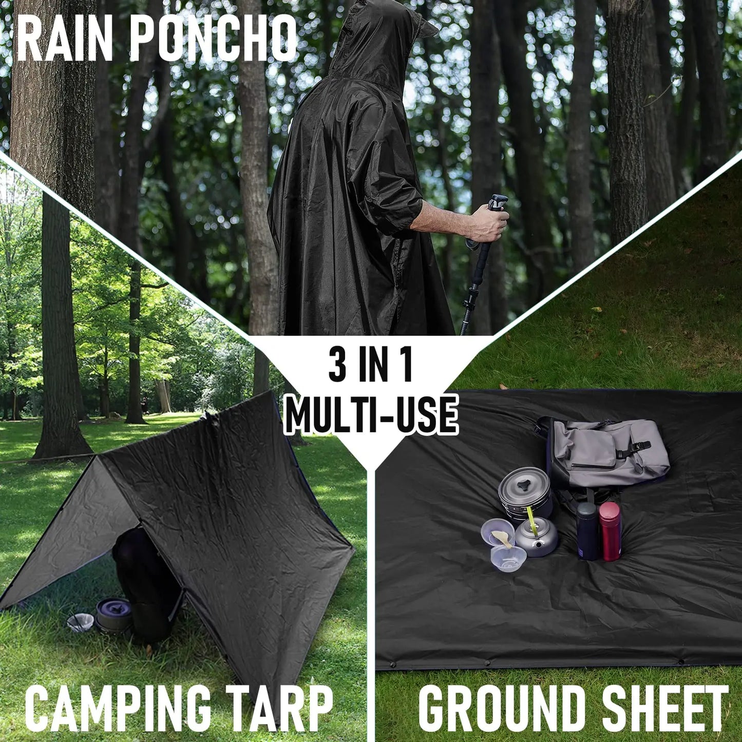 3 In 1 Outdoor Military Waterproof Raincoat Rain Coat Men Raincoat Women Awning From The Rain Motorcycle Rain Poncho Picnic Mat