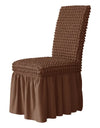 1PC Seersucker Chair Cover with Skirt Stretch Wedding Chairs Covers Dining Room Universal Size Seat Slipcovers for Banquet Party