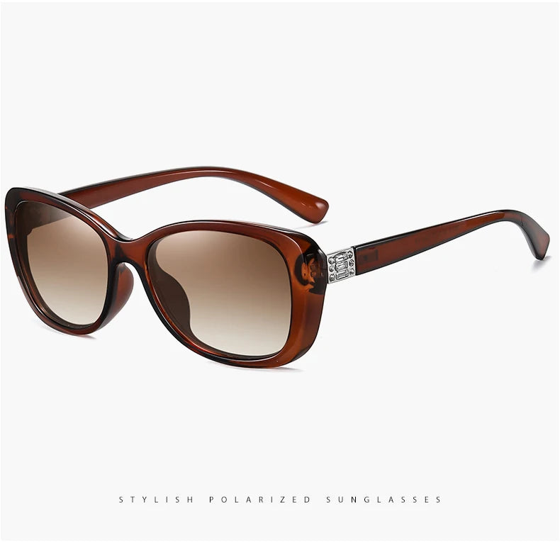 Diamond Gradient Polarized UV400 Square Sunglasses for Women Driving Travel Glasses