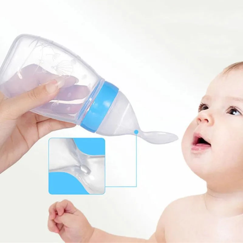 Squeezing Baby Feeding Bottle Silicone Newborn Baby Training Rice Spoon Infant Cereal Food Supplement Feeder Toddler Milk Bottle