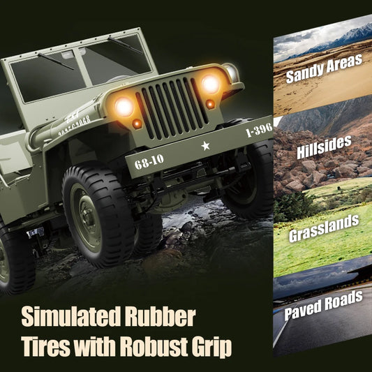 1 to 10 Scale 4WD Remote Control Military Off Road Jeep