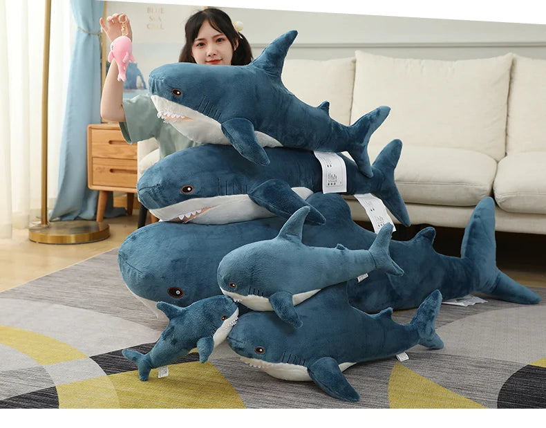 Colorful Shark Plush Stuffed Animal Soft Fish Pillow