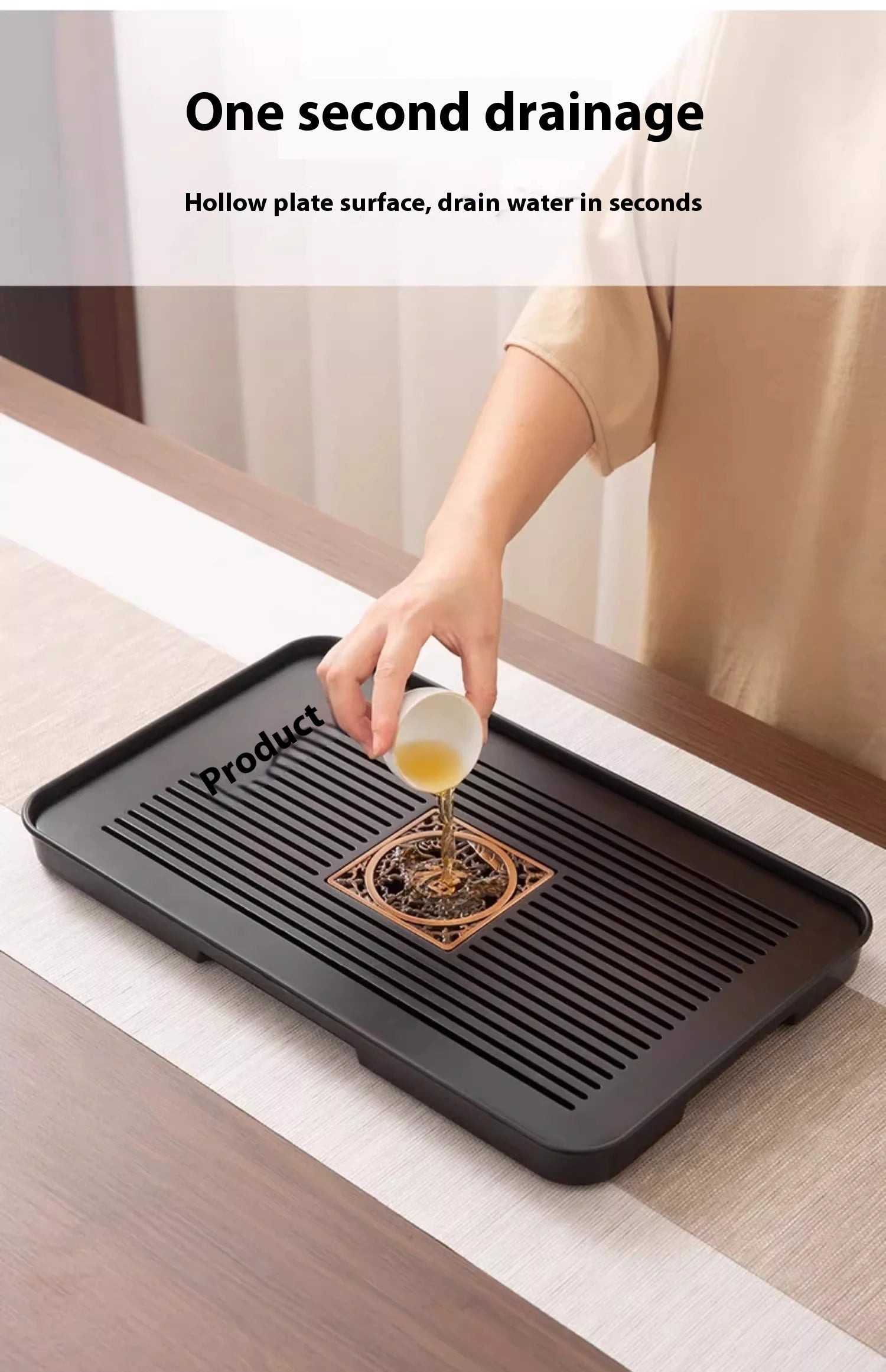 Bamboo Tea Tray Portable Dishes Rectangle Tea Ceremony Chaban Tea Chaban Tea Table Dual Purpose Drainage Water Storage