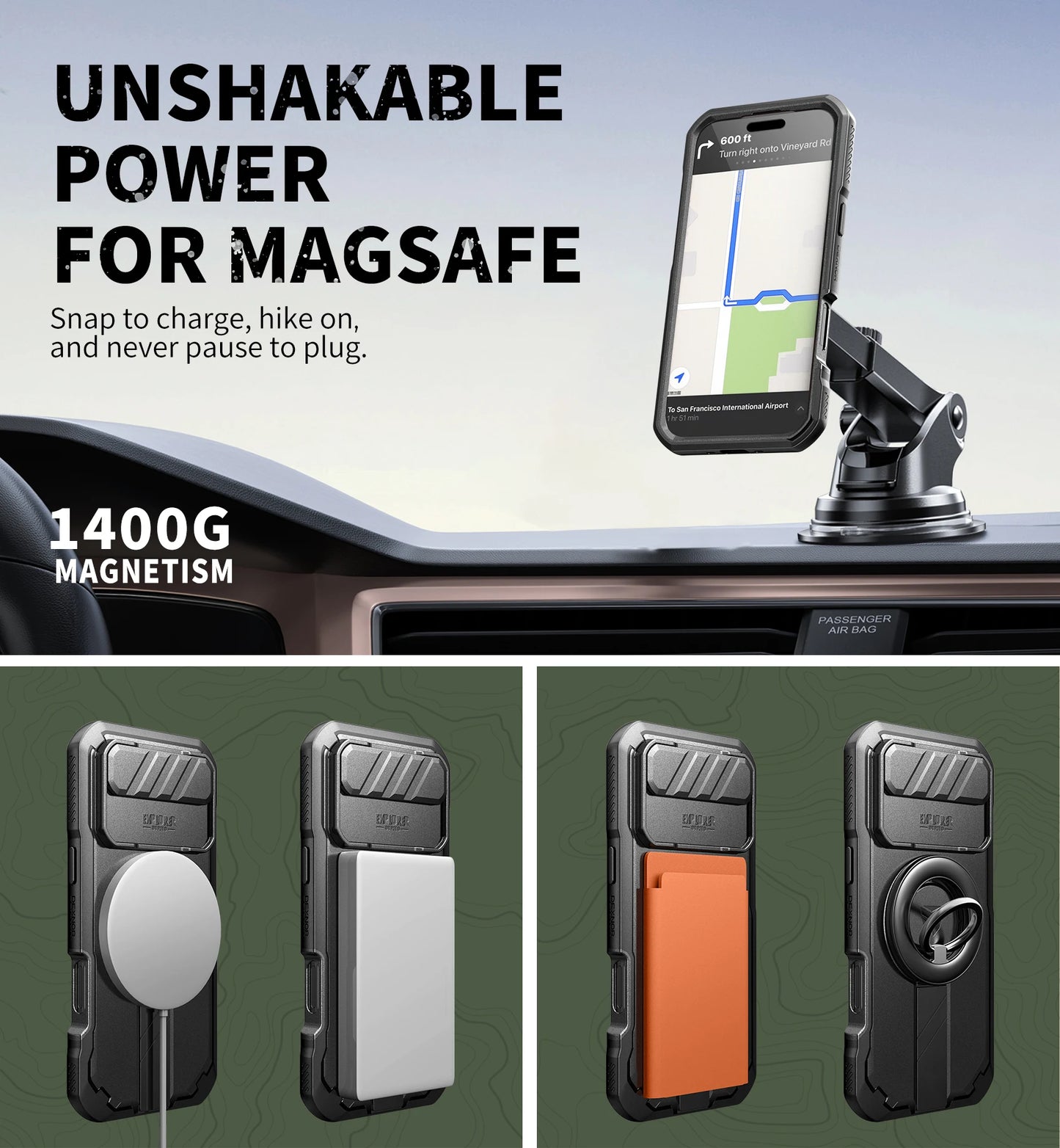 For iphone Air Case Rugged Armor Shockproof Case with Built-in Sliding Camera Cover and Built-in Screen Protector Kickstand