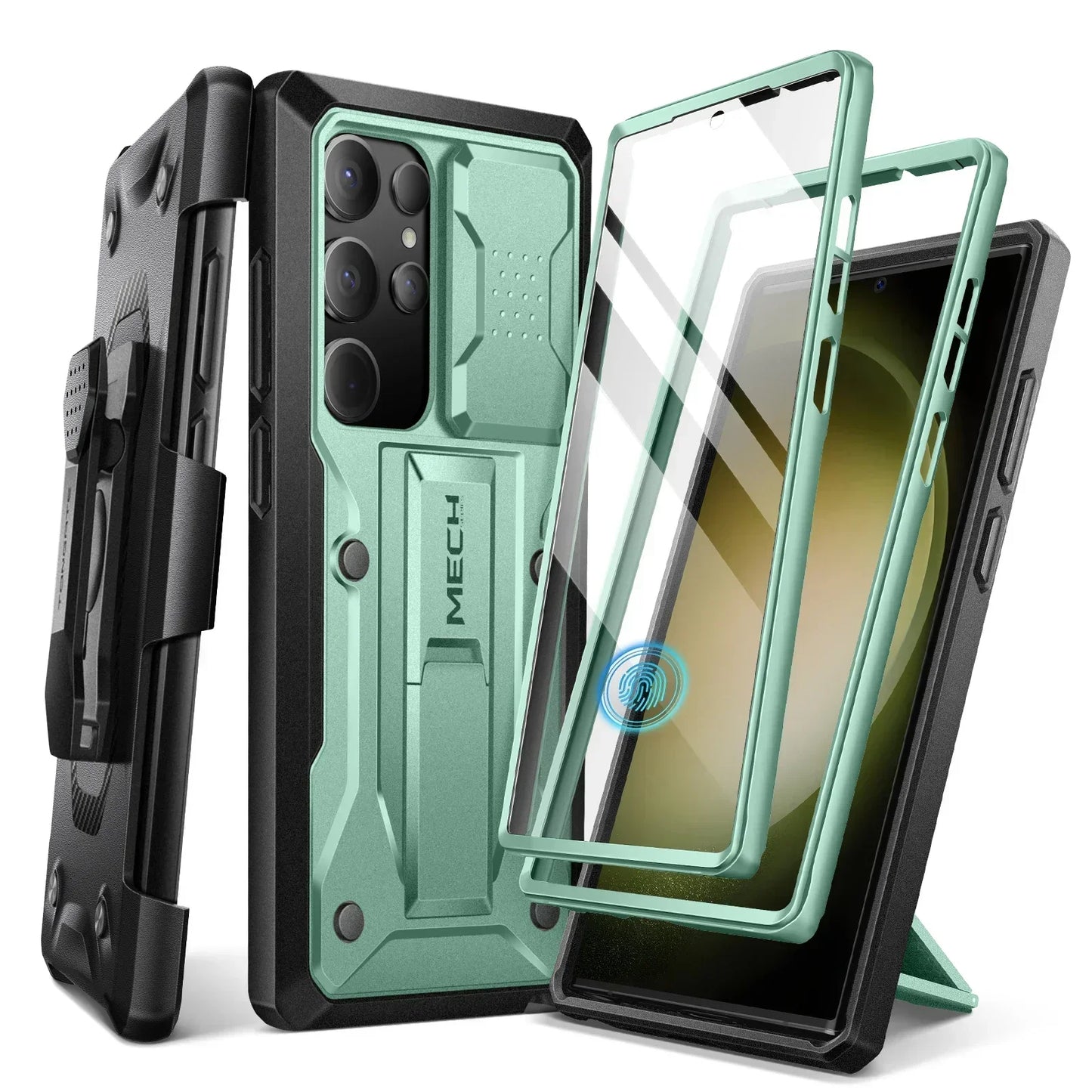 For Samsung Galaxy S24 Ultra Case Full-Body Shockproof Dual Layer Rugged Belt-Clip Case with Front Frame camera Screen Protector