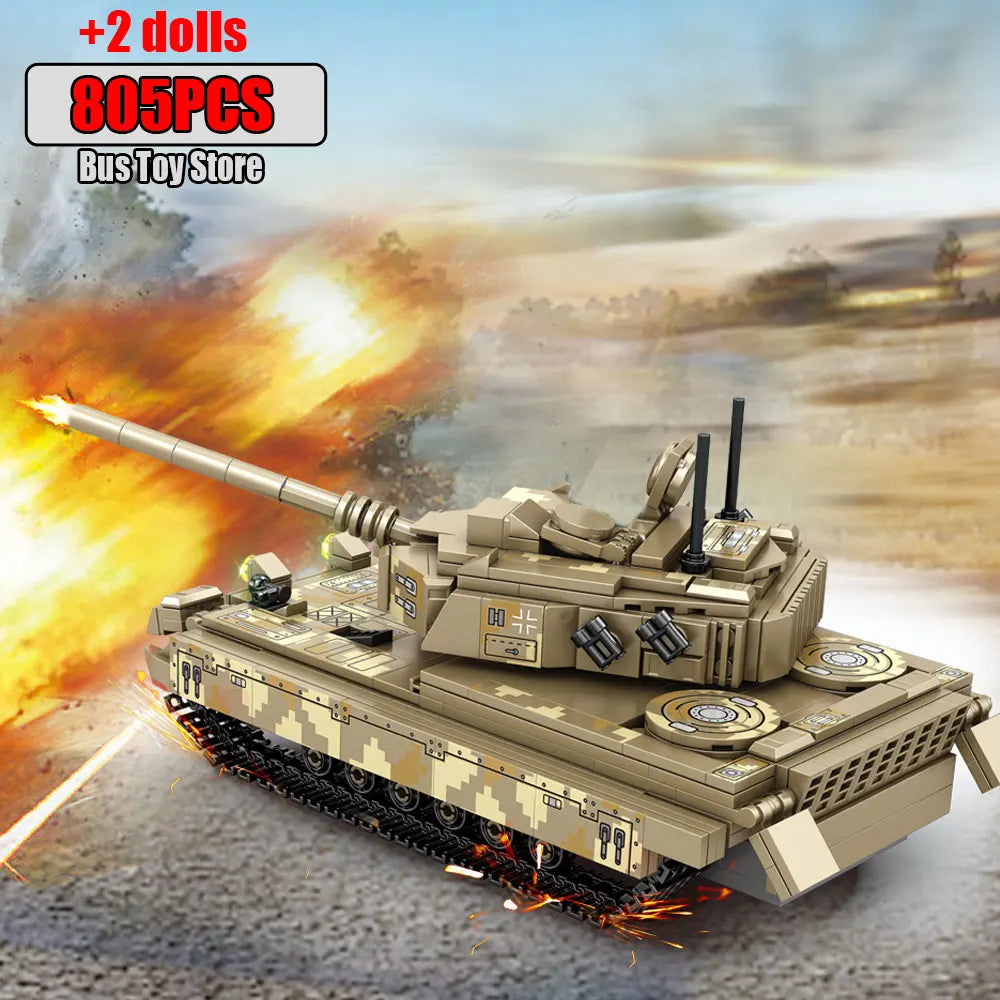 WW2 Military Dongfeng 21 Missile Transportation Car Model Weapons Series Military Leopard II 99A Tank World War II DIY Toys Gift