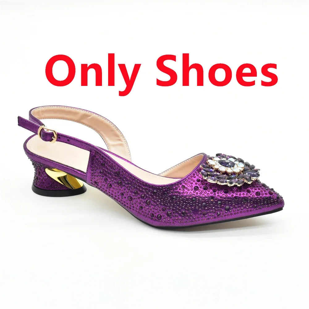 New Italian Shoes and Bags Matching Set Luxury Designer Pumps Women Full Rhinestone Designer Shoe and Bag Sets From Italy