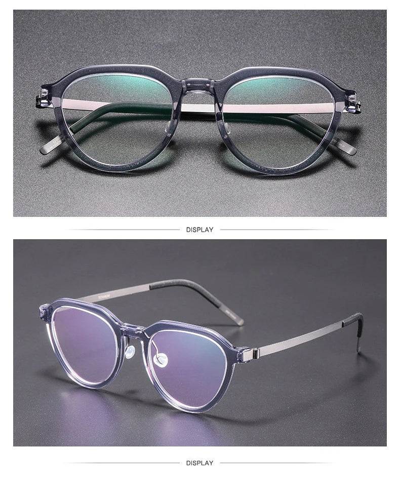 Vintage Polygon Titanium Acetate Screwless Eyeglasses Frame