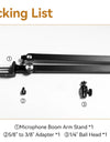 Microphone Boom Arm Stand for Microphone Compact Camera Phone Clamp Max Load 1.5KG with 1/4'' 3/8'' 5/8'' Screw