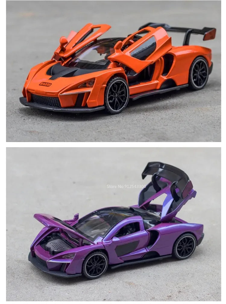 1:32 720S Senna Sports Car Model Toy Doors Opened Metal Die-cast Sound Light Miniature Vehicles Models Boys Collection Gifts