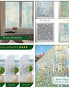 Window Privacy Film Rainbow Window Clings 3D Decorative Vinyl Stained Glass Window Decal Static Cling Sticker Non-Adhesive