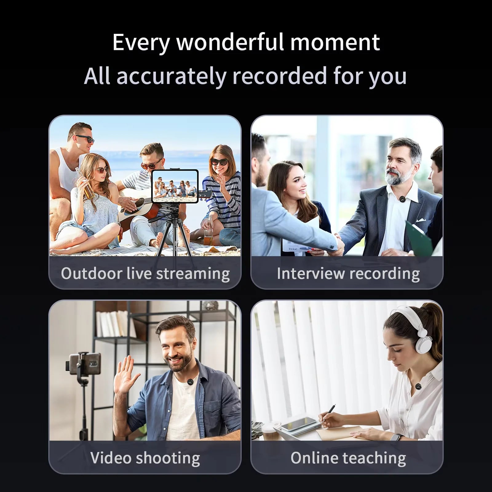 wireless lavalier microphone portable microphone suitable for iPhone, Android, mobile live streaming, game recording