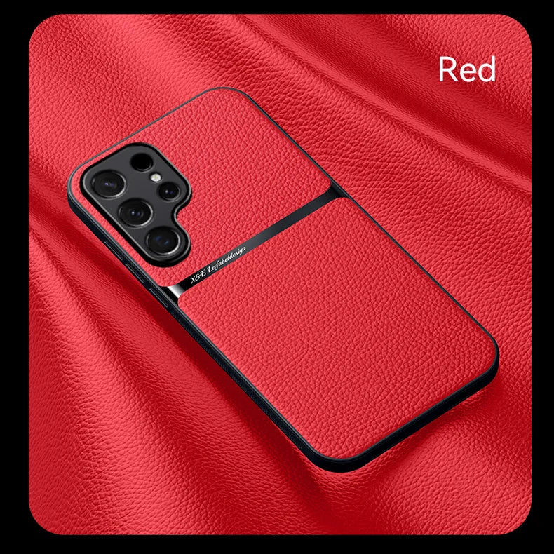 Car Holder Leather Shockproof Phone Case For Samsung S25 Ultra S23 S24 Ultra Plus Cover