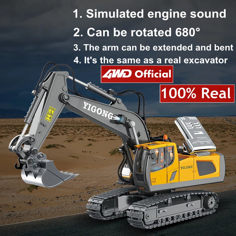 Remote Control Excavator 4x4 Alloy Dump Truck Bulldozer Radio Model RC Car Construction Vehicle Toy  Gifts