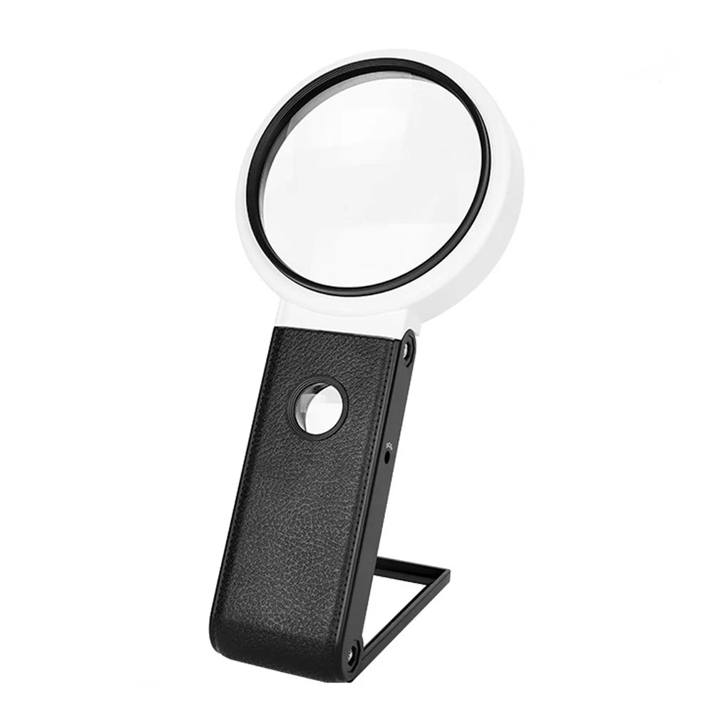 3X 5X 25X LED Handheld Magnifying Glass with Stand Foldable Reading Magnifier