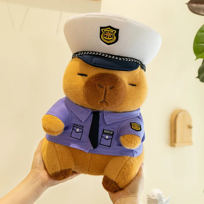 Cute Capybara Police Plush Toy Soft Stuffed Pillow