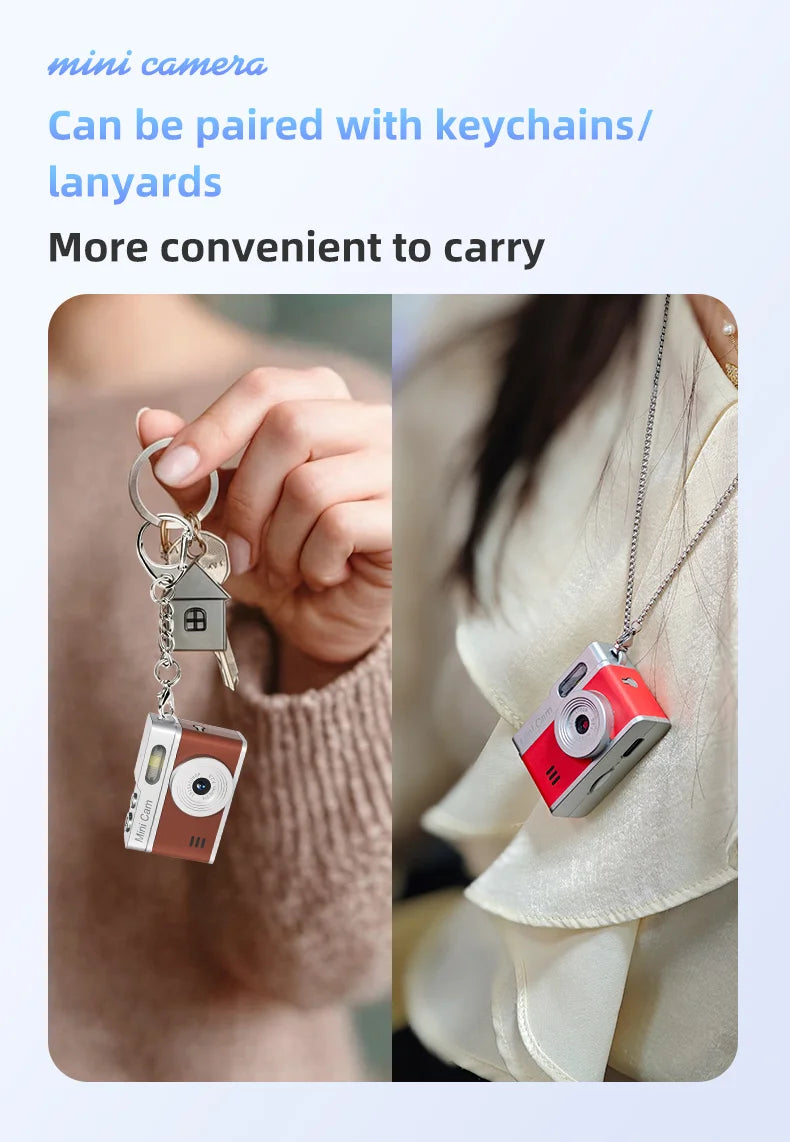 1080P Pocket Action Camera Portable with LED Retro Camera Outdoor Bodycam Mini Keychain Digital Cam 0.96-inch HD Video Recorder