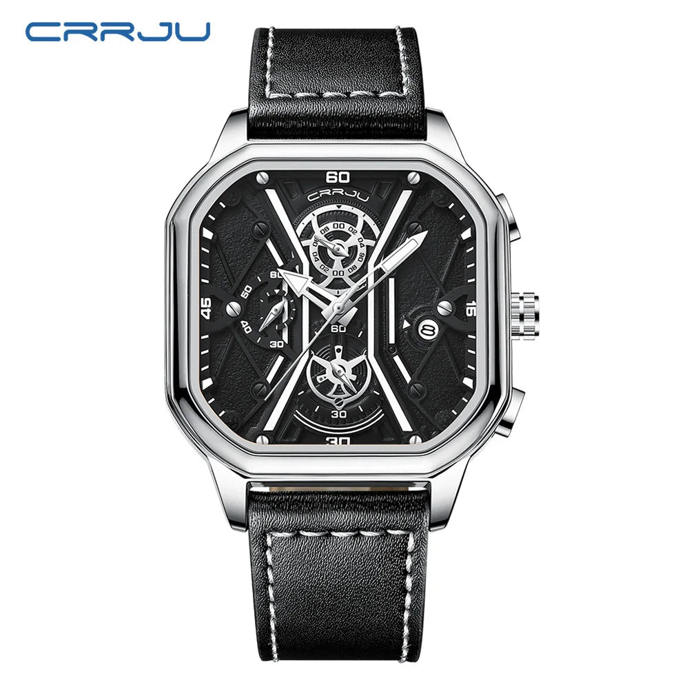 Mens Watches Top Luxury Brand Waterproof Sport Wrist Watch Chronograph Quartz Military Genuine Leather Relogio Masculino