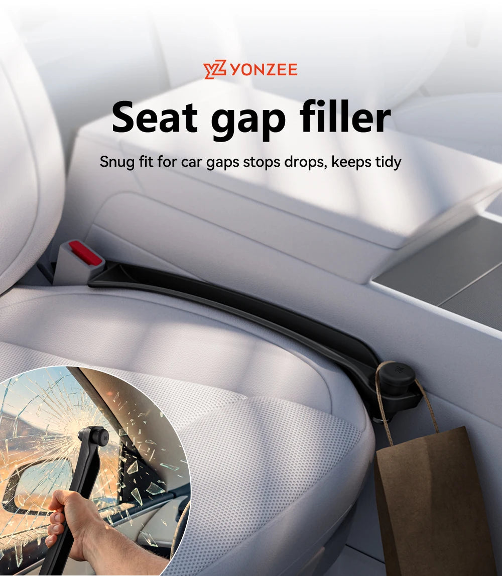 Car Seat Gap Filler with Emergency Safety Hammer for Tesla and All Vehicles