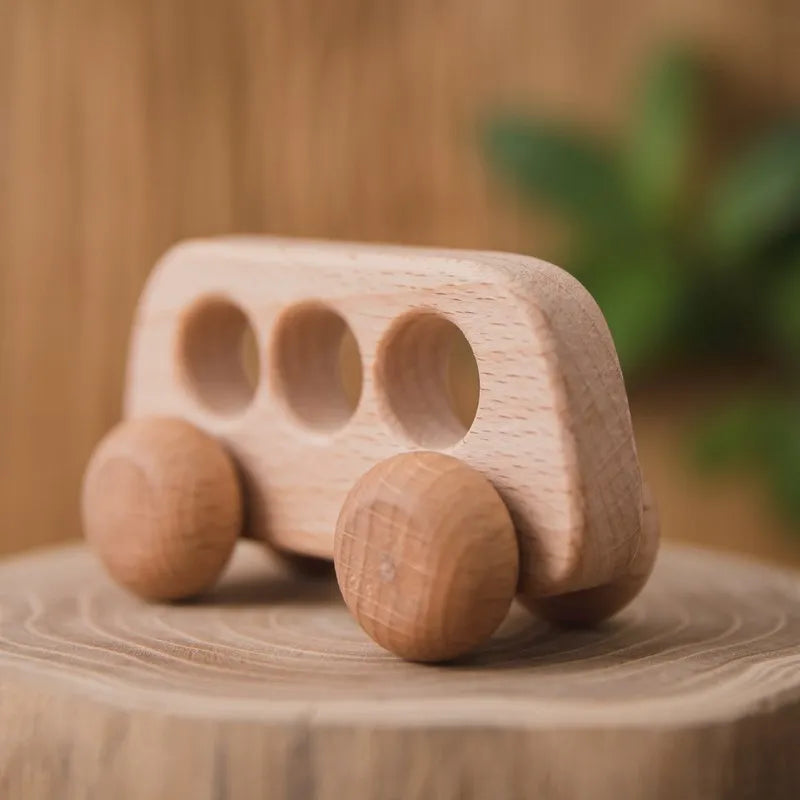 Baby Wooden Car Wooden Child Block For Babies BPA Free Organic Beech Animal Shape Baby Toy  Car Montessori Toys  Handmade Crafts