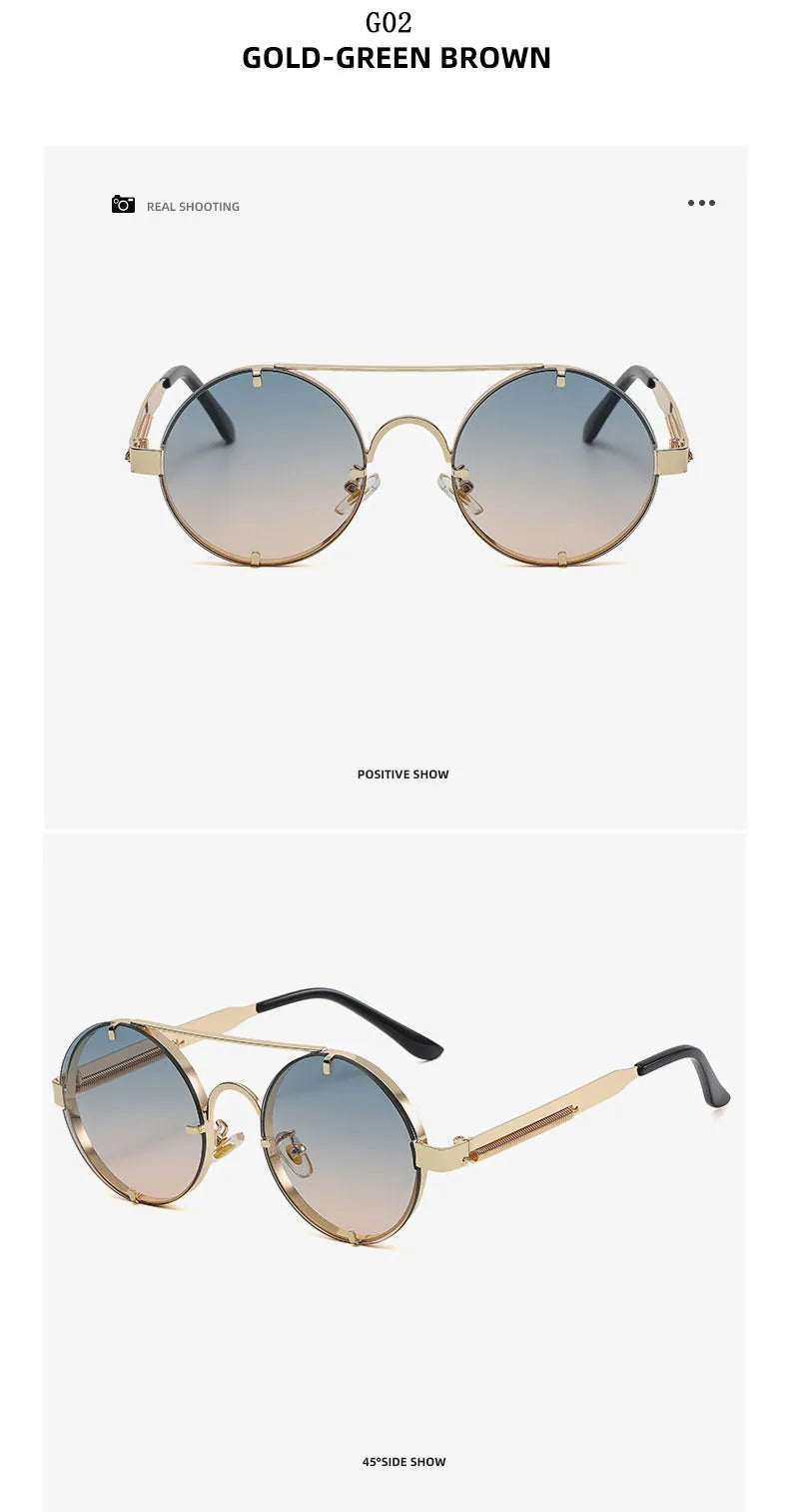 Round Steampunk Sunglasses With UV400 Protection