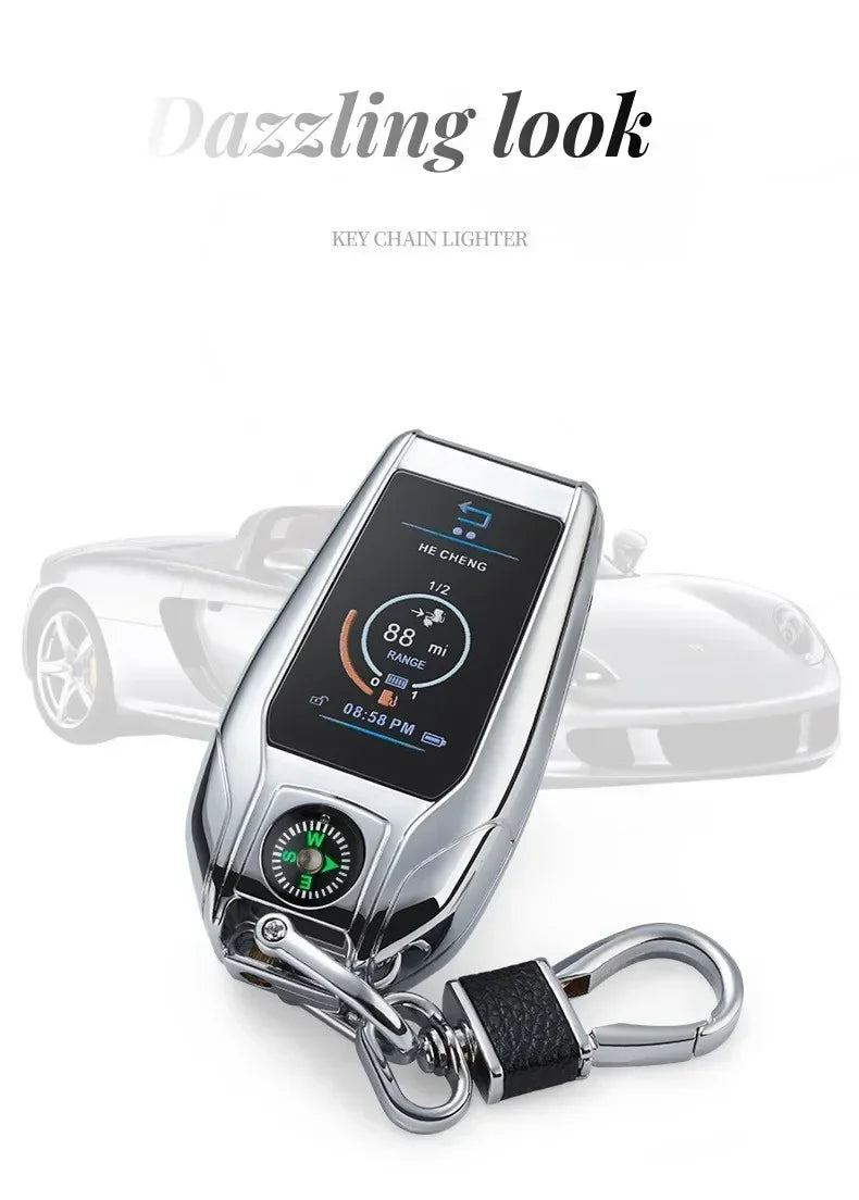 Keychain Windproof Lighter Cool Car Key Model Black Technology Multifunctional Igniter Gift Boyfriend A Trendy Look