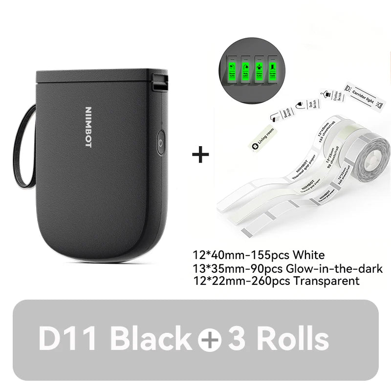 D11 Mini Label Printer 300DPI, Bluetooth Wireless Inkless Sticker Maker, Portable Label Machine for Name Tags, Kitchen & Home