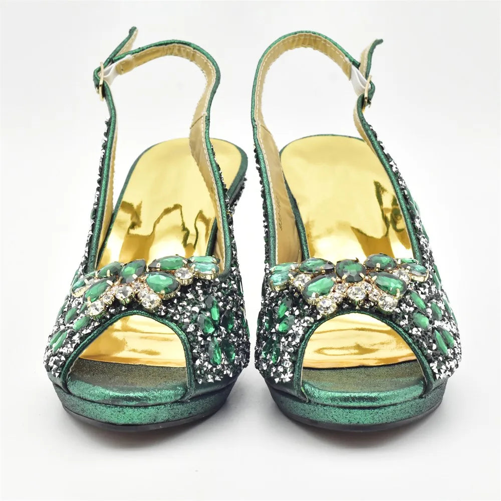 Italian Women Wedding Shoes and Bag Set Decorated with Rhinestone Women Shoe Size 43 Shoes for Women 2025