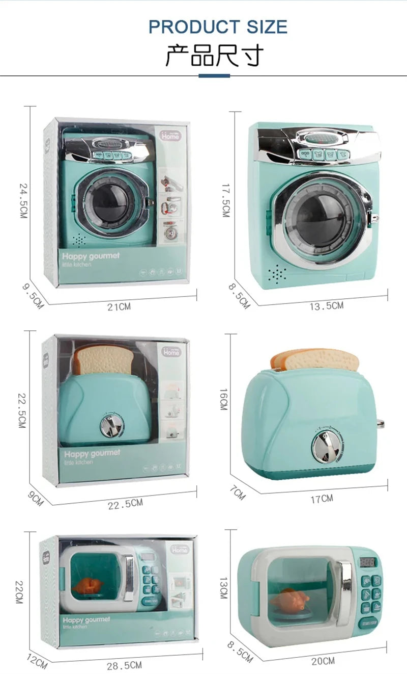 Kitchen Toys for Girls Boys Home Appliances Juicer Washing Machine Toaster Microwave Egg Cooker  Play House Toys