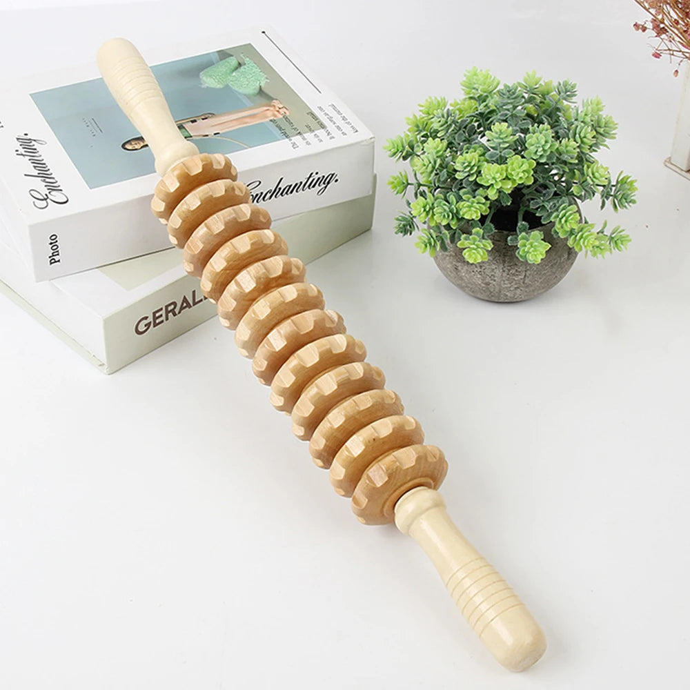 1 PC Wood Bendable Massage Roller Wooden Therapy Massager Tools,Lymphatic Drainage,Cellulite Trigger Point Manual Muscle Release