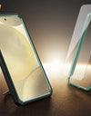 Bulit-in Ring Holder Case for Samsung Galaxy S24 with Tempered Glass Screen Protector Sliding Camera Cover Rugged Phone Case